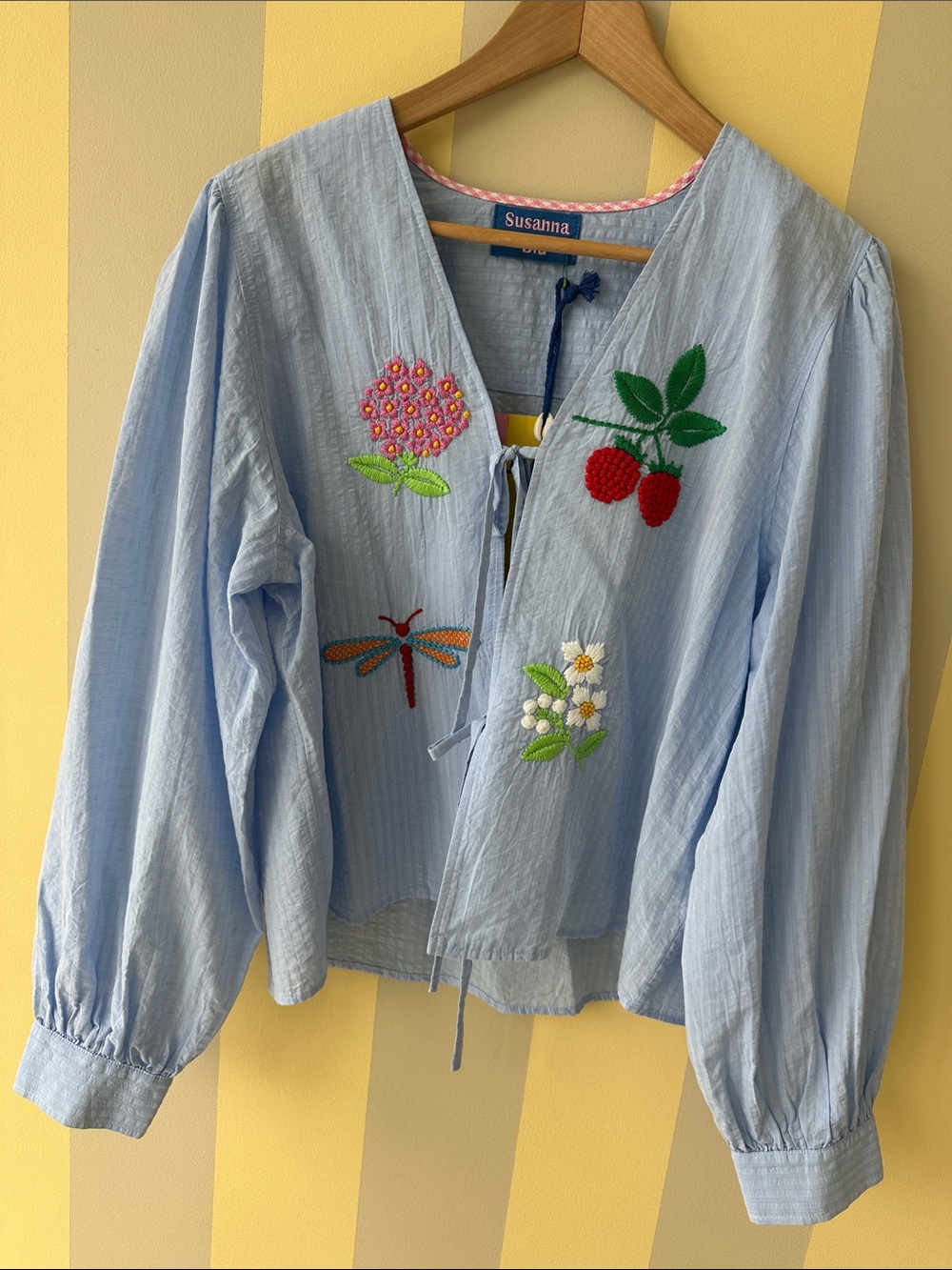 Light Blue Embroidered Cotton Blouse